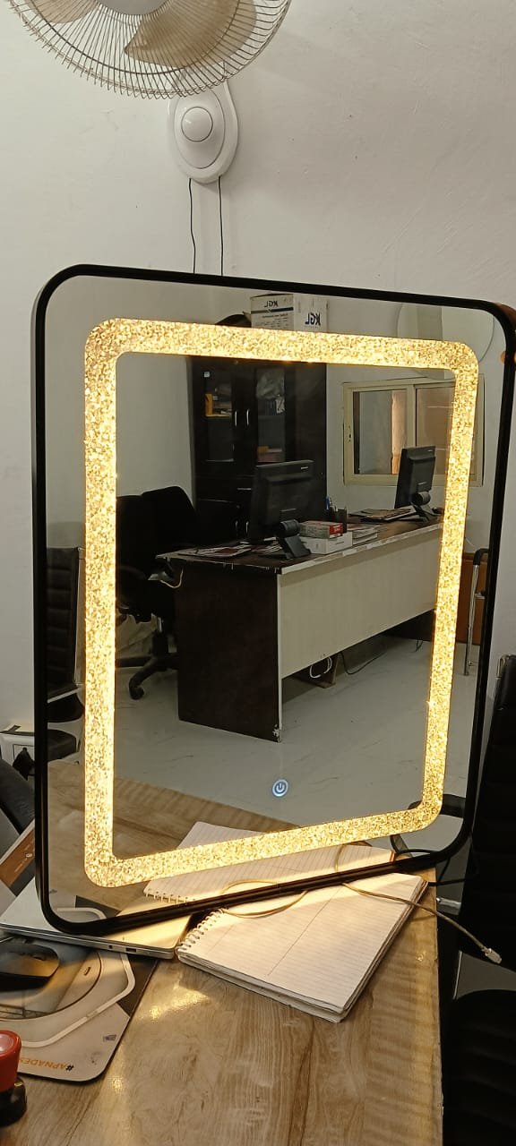 TRIPLE LED DIAMOND SENSOR MIRROR WITH BLACK ALUMINUM FRAME