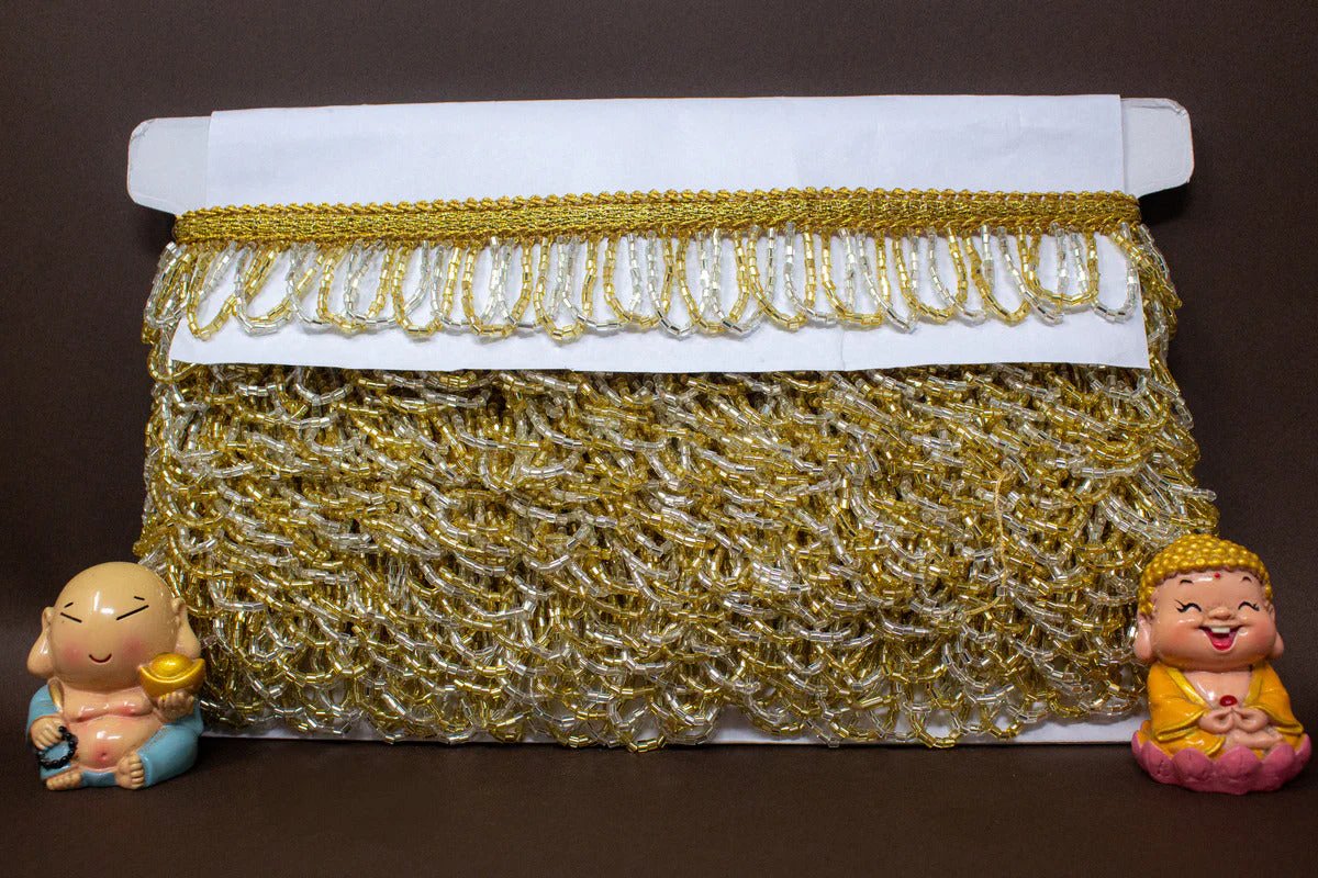 Latkan Lace In Gold & Water Gold, Cutdana - 3 Meter