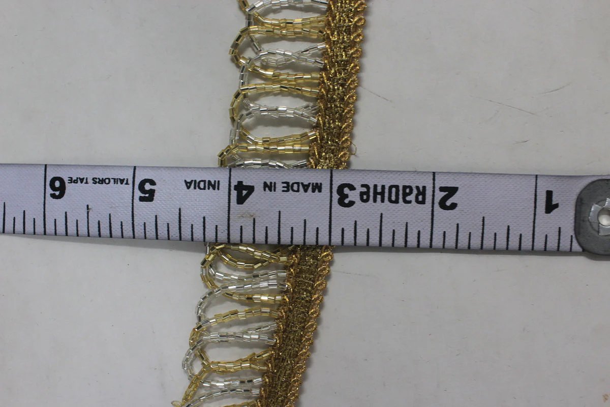 Latkan Lace In Gold & Water Gold, Cutdana - 3 Meter