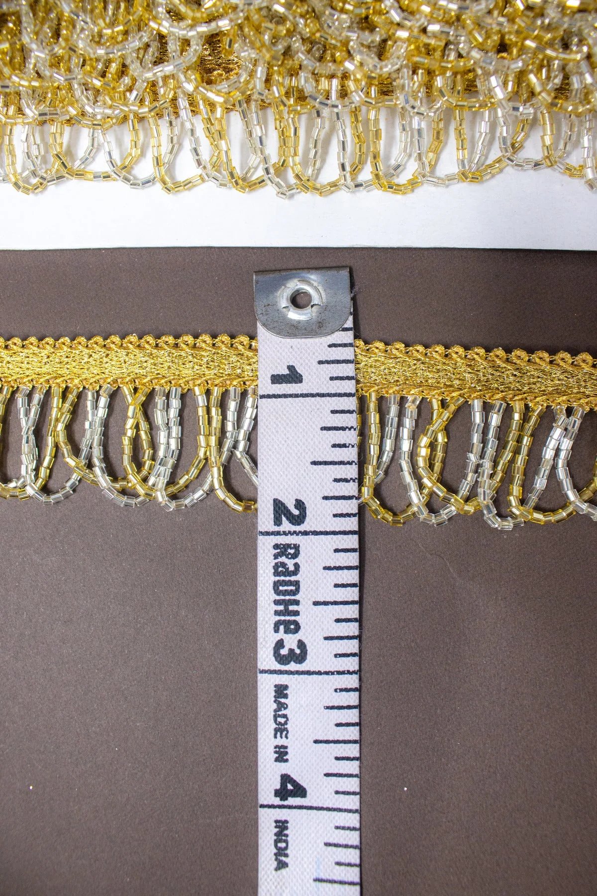 Latkan Lace In Gold & Water Gold, Cutdana - 3 Meter