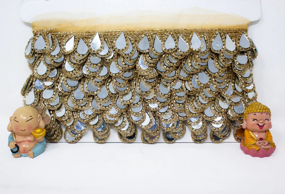 Lace Latkan In Gold Real Mirror - 3 Meter