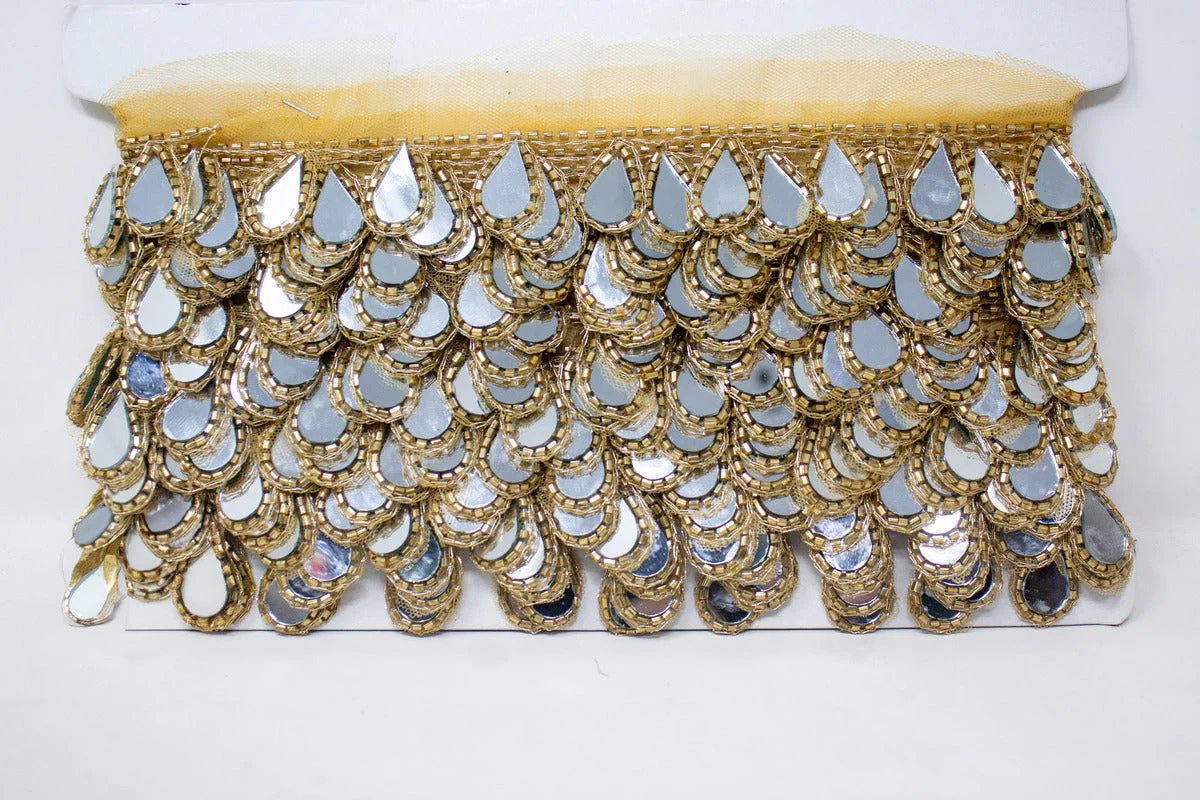 Lace Latkan In Gold Real Mirror - 3 Meter