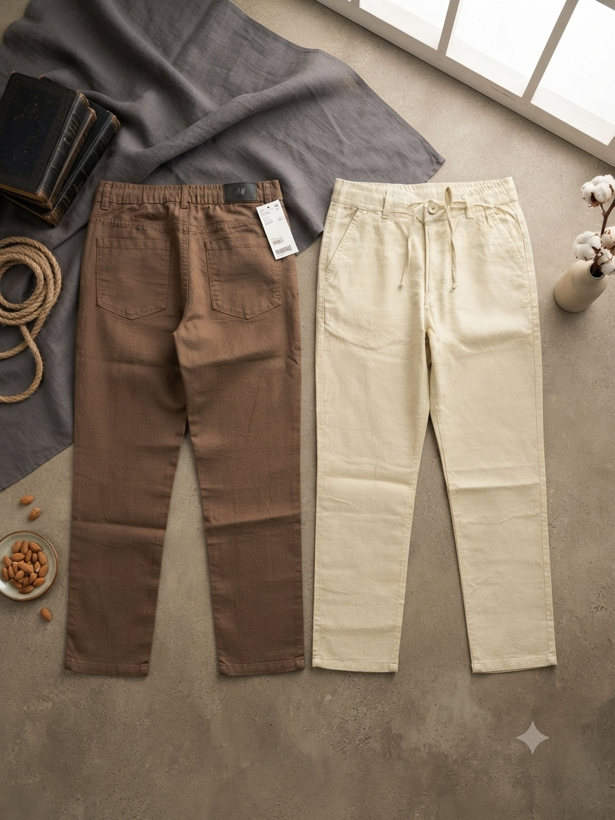 Linen regular fit pants
